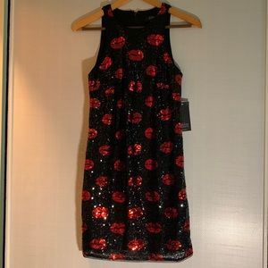 Brand New Aidan Mattox Lip Sequin Shift Dress
